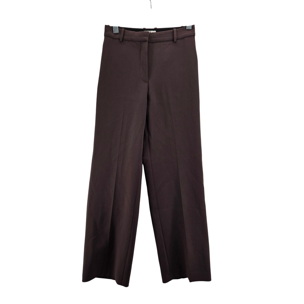 Babaton Aritzia Agency Pants Dark Brown Wide Leg High Rise Trousers Size 6